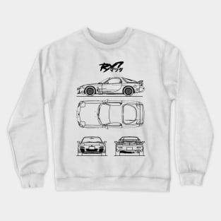 RX-7 Blueprint. Mazda RX-7 Line Art Crewneck Sweatshirt